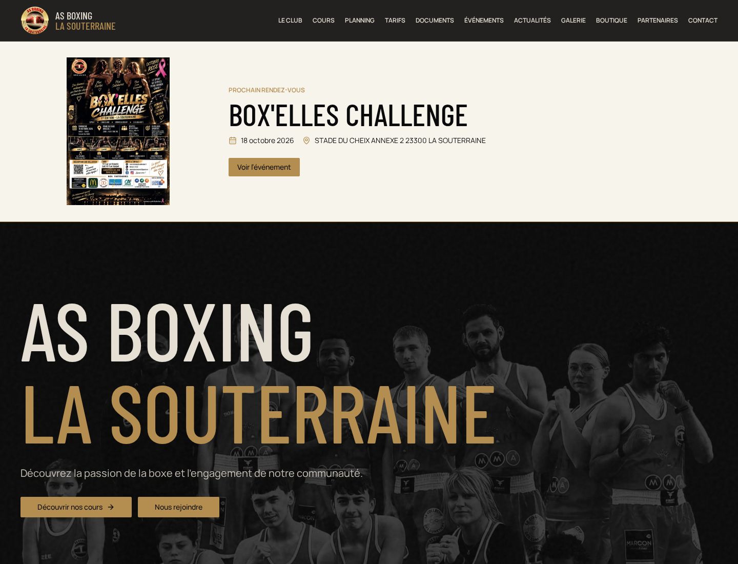 Site internet de l’AS Boxing La Souterraine créé par Slowb