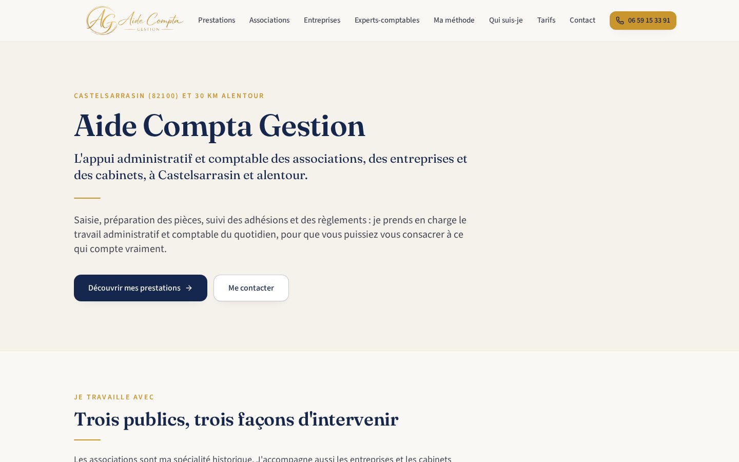 Site internet d’assistante comptable Aide Compta Gestion créé par Slowb