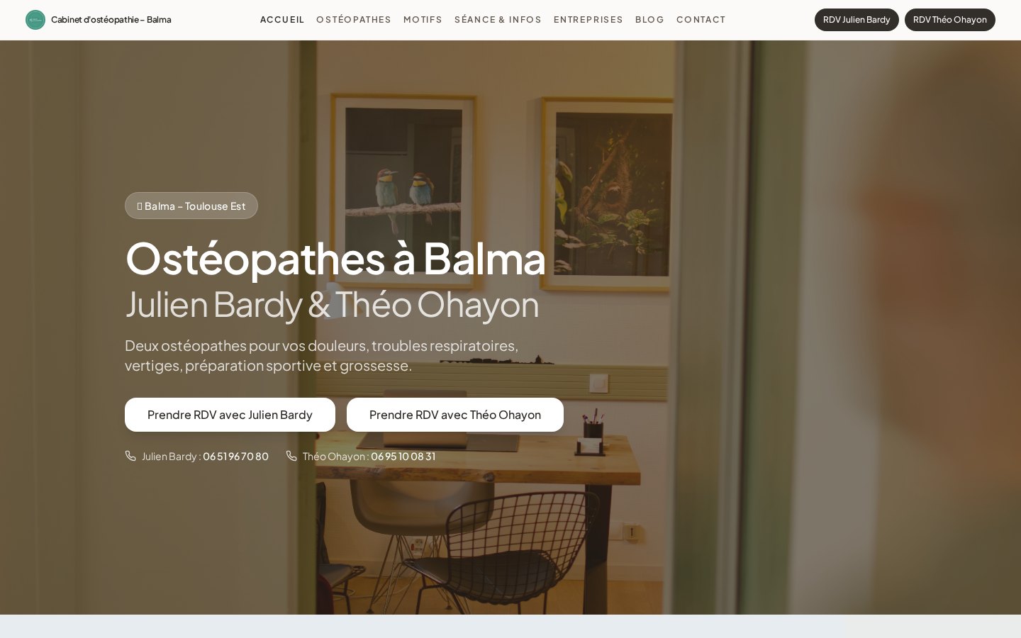Site internet cabinet ostéopathie Balma créé par Slowb